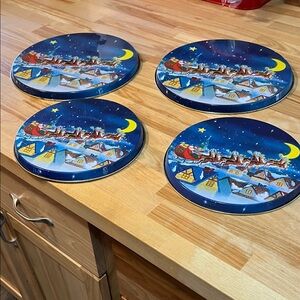 Festive Santa and Reindeer Plates